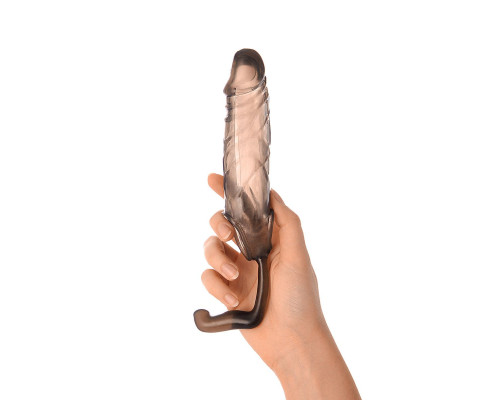 Дымчатая закрытая насадка с подхватом и анальным стимулятором