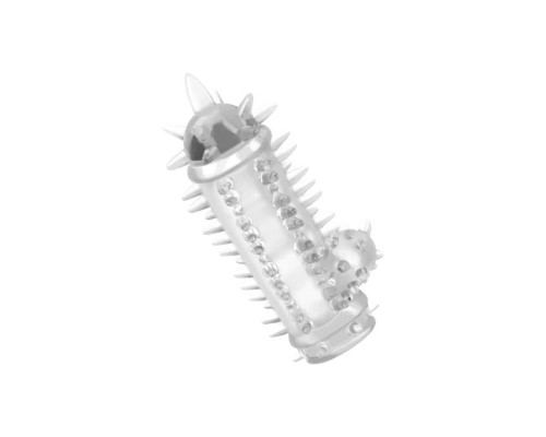 Прозрачная насадка с шипами и клиторальной шишечкой CLIT-BANGER SLEEVE IN CLEAR