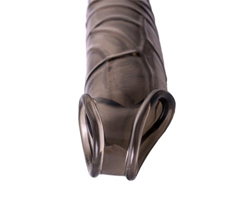 Дымчатая фаллическая насадка с подхватом и закрытой головкой - 16,2 см.