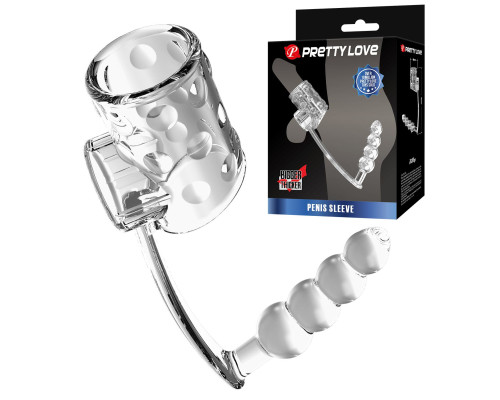 Прозрачная насадка на пенис и мошонку с анальным стимулятором Rilley