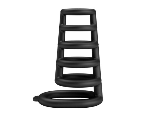 Черная насадка на пенис с подхватом мошонки Rodrigo