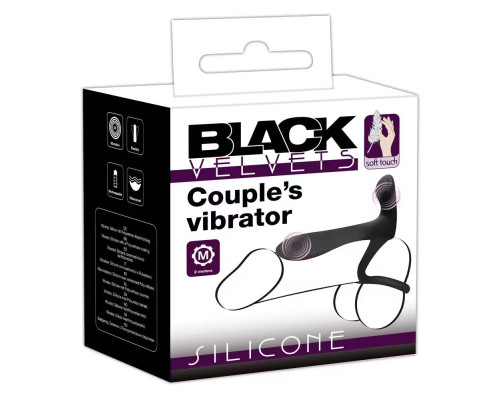 Черная насадка на член с вибрацией Couple’s Vibrator