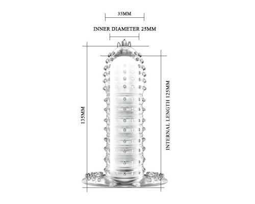 Прозрачная насадка на фаллос с закрытой головкой - 14 см.