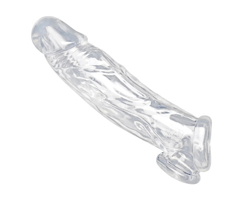 Прозрачная насадка для увеличения члена Realistic Clear Penis Enhancer and Ball Stretcher - 20,3 см.