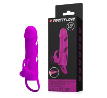 Лиловая вибронасадка на пенис с подхватом мошонки