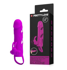 Лиловая вибронасадка на пенис с подхватом мошонки