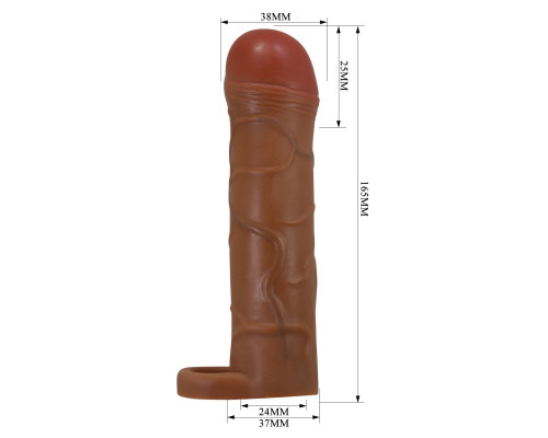 Коричневая насадка-удлинитель на пенис Bunion - 16,5 см.