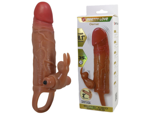 Карамельная вибронасадка с клиторальным стимулятором Osmar - 20,5 см.