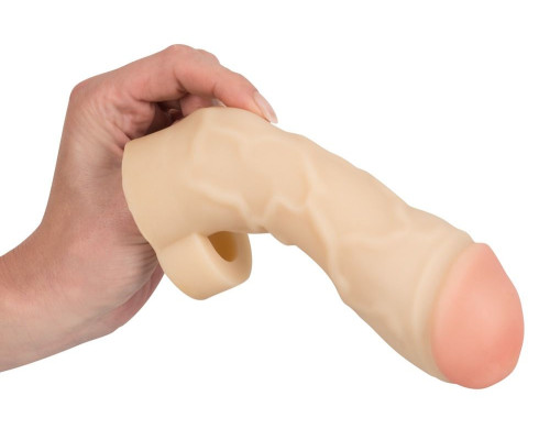 Закрытая удлиняющая насадка на пенис с подхватом мошонки Thicker   Bigger Extension - 17 см.