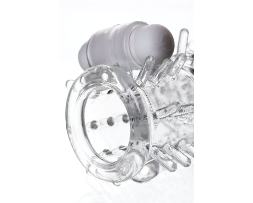 Насадка на пенис TOYFA A-Toys с вибропулей и шипами - 13,4 см.