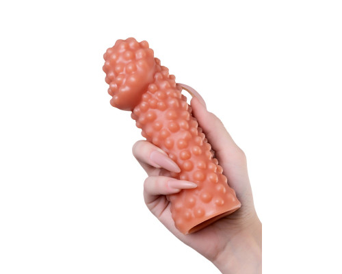 Реалистичная насадка на пенис с бугорками - 16,5 см.