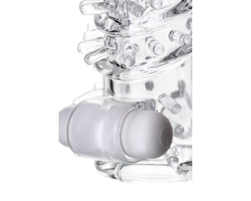 Насадка на пенис TOYFA A-Toys с вибропулей и шипами - 13,4 см.