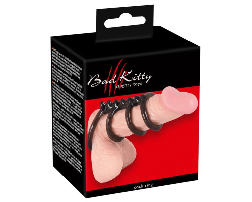 Дымчатая стимулирующая насадка на пенис из 4 колец - 6,5 см.