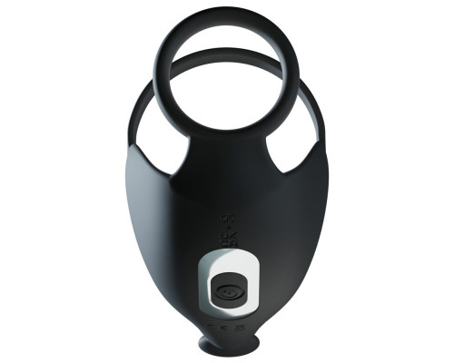 Черная вибронасадка для эрекции и стимуляции мошонки Cock ring with RC ball massager