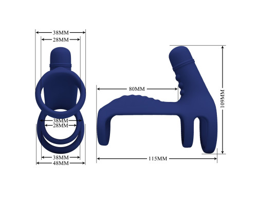 Синяя вибронасадка на пенис Vibrating Penis Sling
