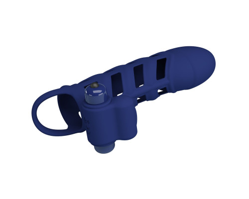 Синяя насадка на пенис Powerful Ring - 18,8 см.