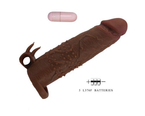 Коричневая насадка на пенис Quillon - 20 см.