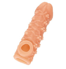 Телесная закрытая насадка с пучками шишечек Cock Sleeve 009 Size S - 13,8 см.