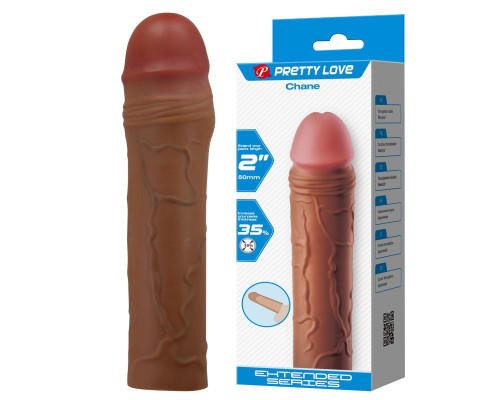 Коричневая насадка на пенис Chane - 18 см.