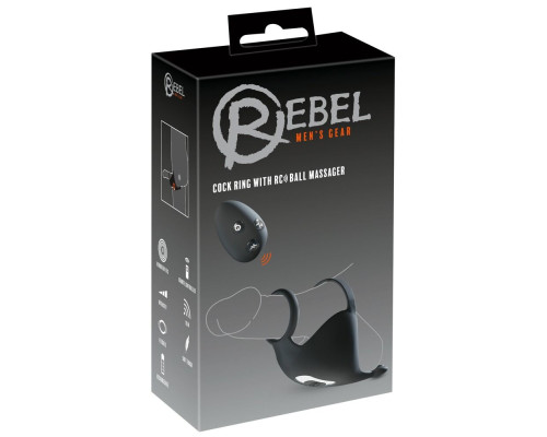 Черная вибронасадка для эрекции и стимуляции мошонки Cock ring with RC ball massager