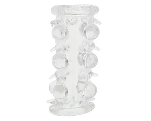 Прозрачная насадка на пенис с шипами и бугорками JELLY JOY LUST CLUSTER CLEAR