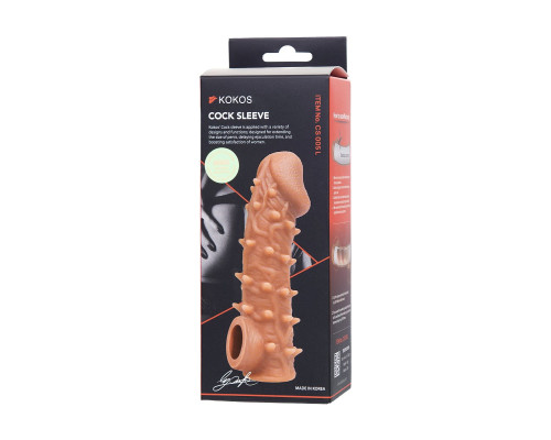 Телесная закрытая насадка с пупырышками Cock Sleeve Size L - 17,6 см.