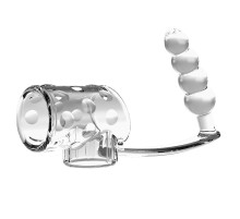 Прозрачная насадка на пенис и мошонку с анальным стимулятором Rilley