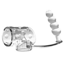 Прозрачная насадка на пенис и мошонку с анальным стимулятором Rilley