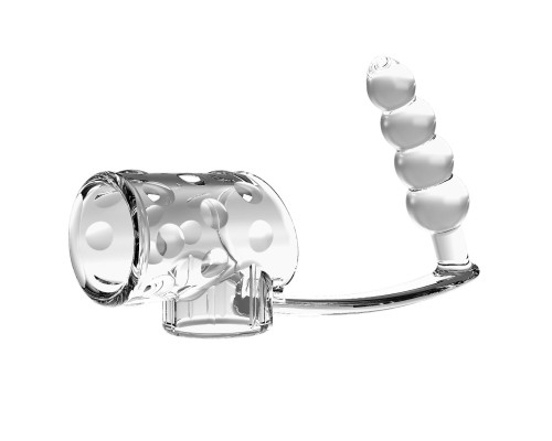 Прозрачная насадка на пенис и мошонку с анальным стимулятором Rilley