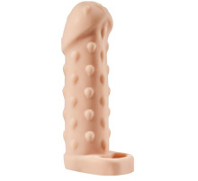 Телесная насадка-удлинитель с пупырышками Kleon - 15 см.