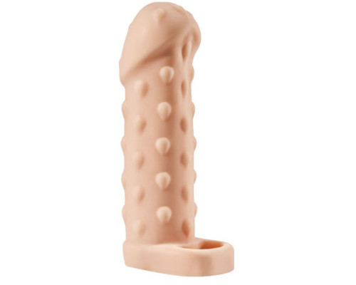 Телесная насадка-удлинитель с пупырышками Kleon - 15 см.