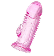 Розовая насадка на пенис с шипиками и коготком - 13,5 см.