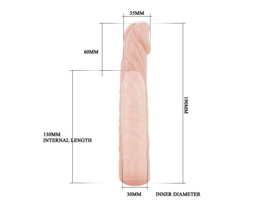 Удлиняющая насадка Deep Love в форме фаллоса - 21,5 см.