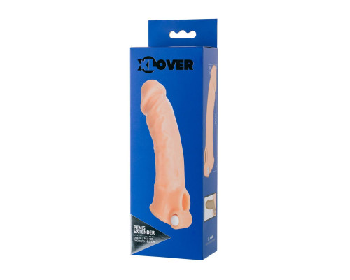 Удлиняющая насадка на пенис с вибрацией - 18,5 см.