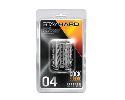 Прозрачная насадка с бороздками STAY HARD COCK SLEEVE 04 CLEAR