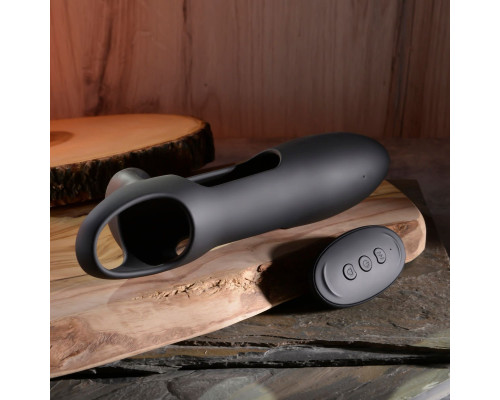 Черная насадка на пенис с вибрацией Nautilus