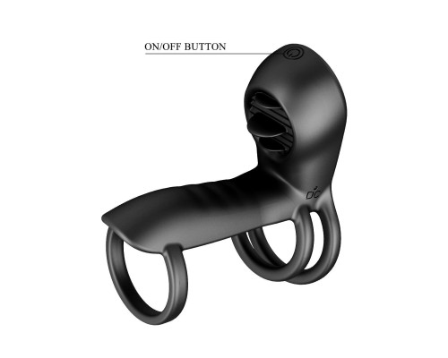 Черная насадка на пенис с 12 режимами вибрации Jammy