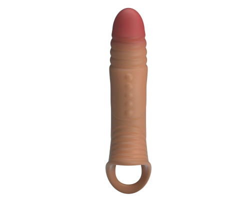 Карамельная удлиняющая насадка на пенис с вибрацией