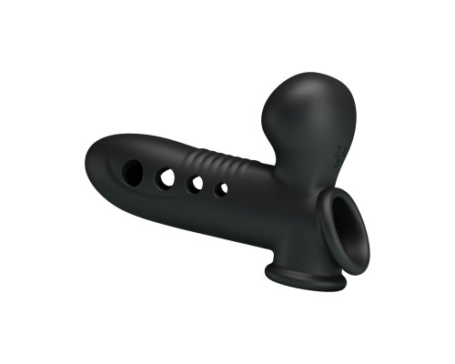 Черная насадка на пенис с эффектом расширения Crane - 18,4 см.