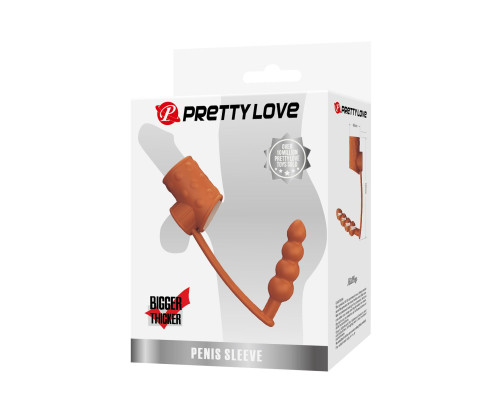 Телесная насадка на пенис и мошонку с анальным стимулятором Rilley