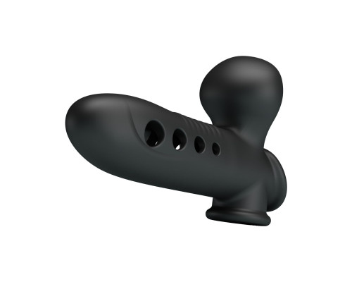 Черная насадка на пенис с эффектом расширения Crane - 18,4 см.