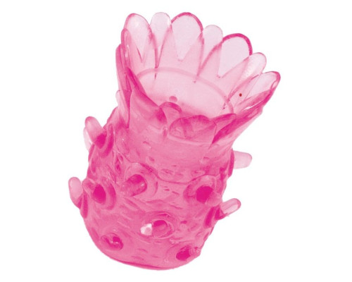 Розовая рельефная насадка на пенис