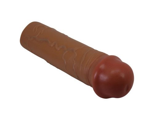 Коричневая насадка-удлинитель на пенис Nile - 16,5 см.