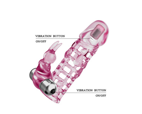 Розовая насадка на фаллос с вибрацией - 13 см.