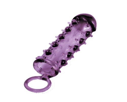 Закрытая фиолетовая насадка с пупырышками SAMURAI PENIS SLEEVE PURPLE - 14,5 см.