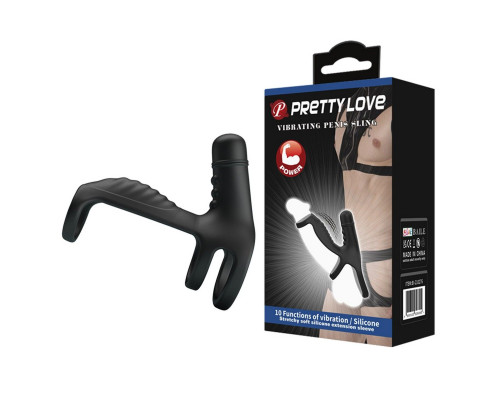 Черная вибронасадка на пенис Vibrating Penis Sling
