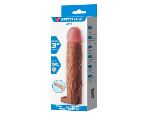 Коричневая насадка на пенис Gerd - 19,5 см.