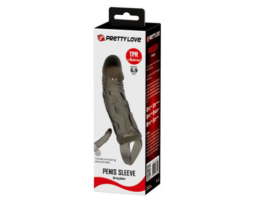 Дымчатая насадка на пенис с подхватом Brayden - 17 см.