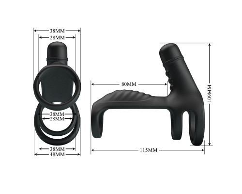 Черная вибронасадка на пенис Vibrating Penis Sling