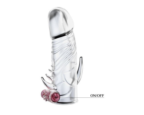 Прозрачная насадка с закрытой головкой и вибрацией - 13 см.